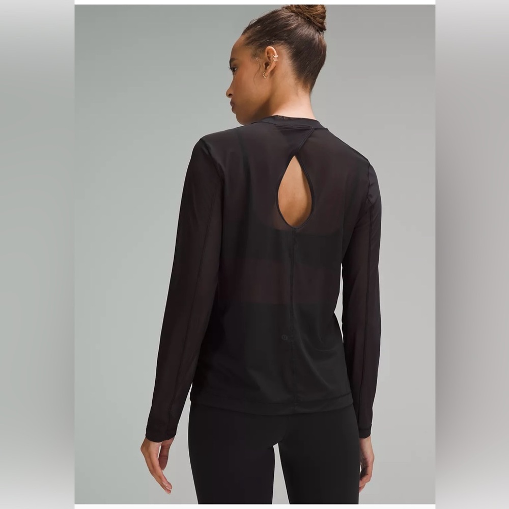 Lululemon, Keyhole Mesh Long-Sleeve Shirt, Black, Size 4,